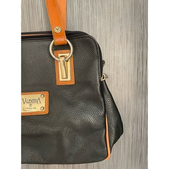 Valentina Shoulder Handbag Straps Black/Brown Genuine Leather Made In Italy - Picture 4 of 16